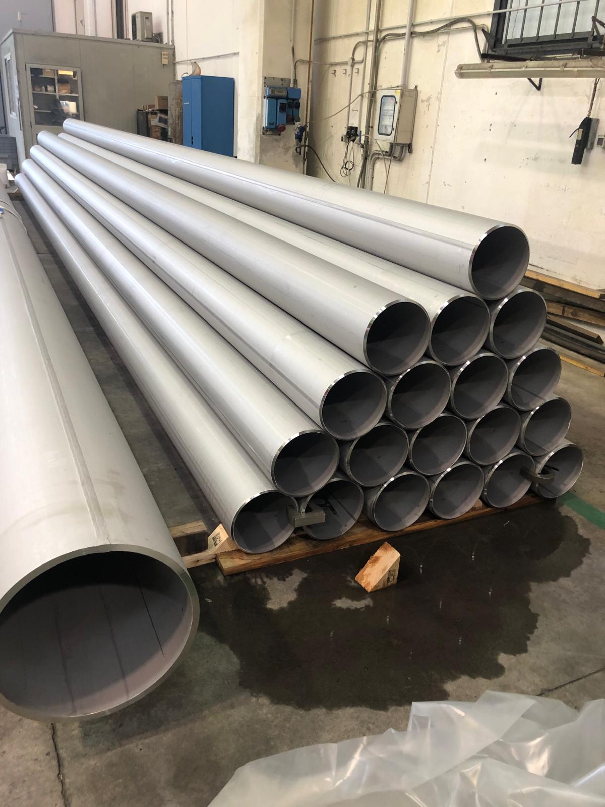 Steel pipes in warehouse