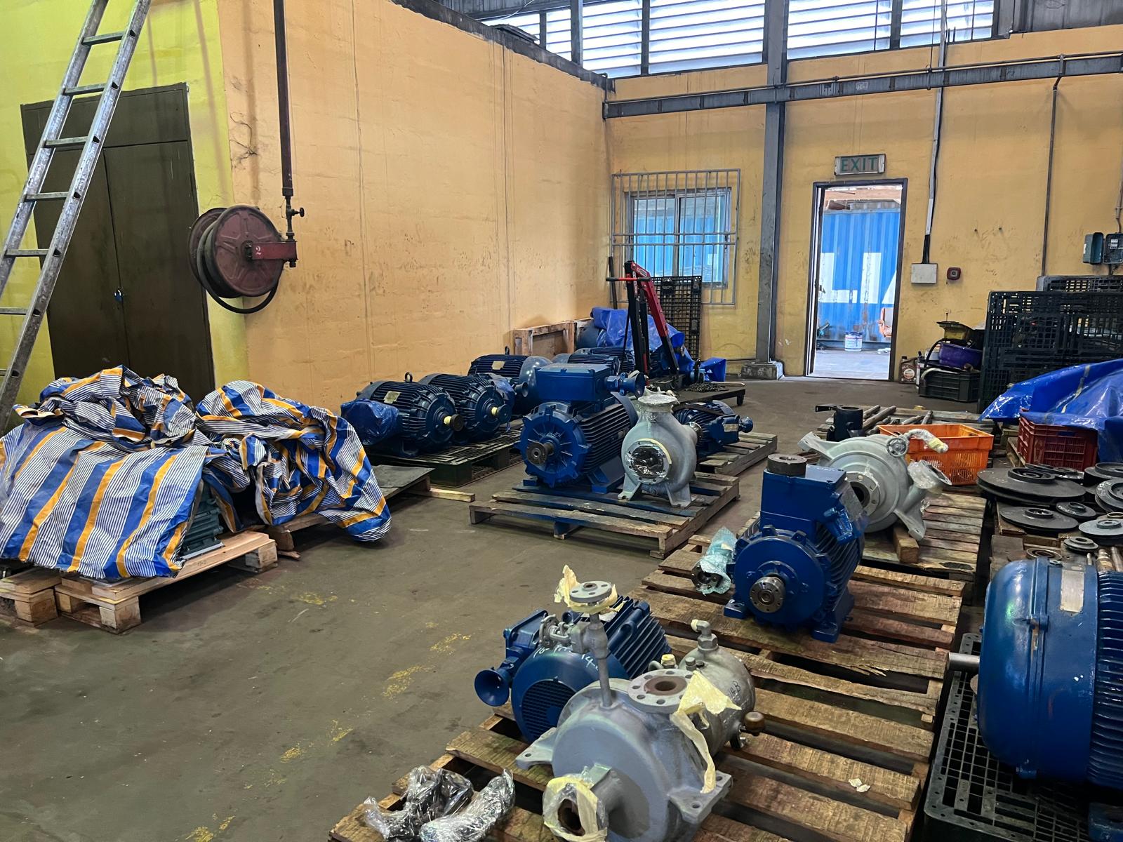 Pumps in workshop